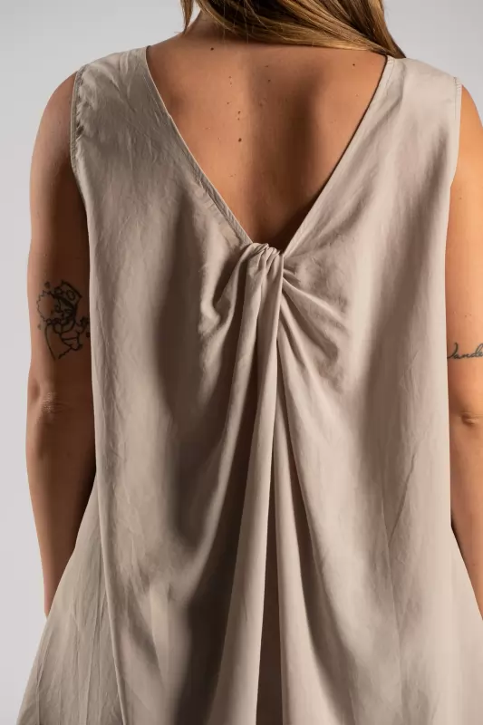 Sleeveless Blouse Back Knot 
