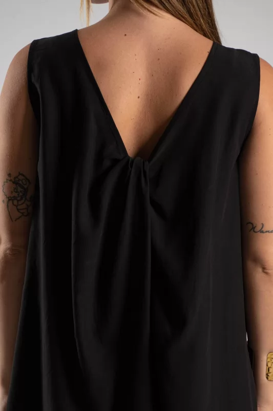 Sleeveless Blouse Back Knot 