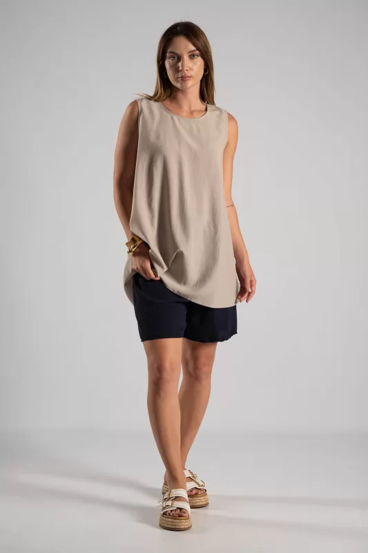 Sleeveless Blouse Back Knot 