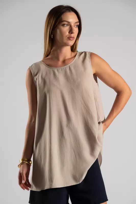 Sleeveless Blouse Back Knot 