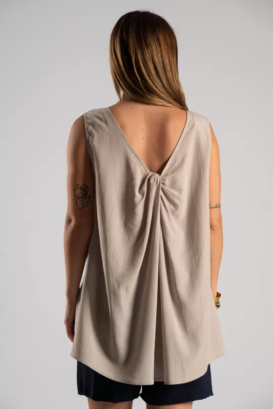 Sleeveless Blouse Back Knot 