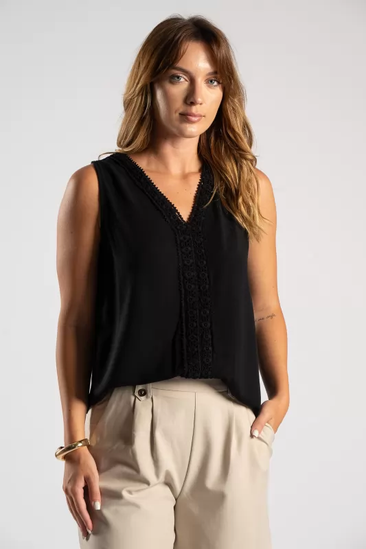 Blouse Sleeveless Knitted Detail