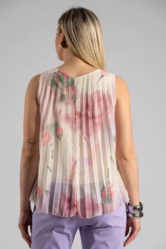 Μπλούζα Αμάνικη Πλισέ Floral