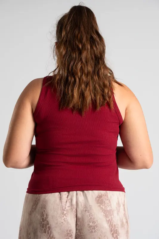 Blouse Sleeveless Rib Solid Color