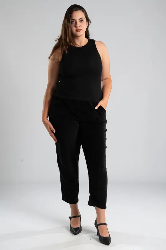 Blouse Sleeveless Rib Solid Color