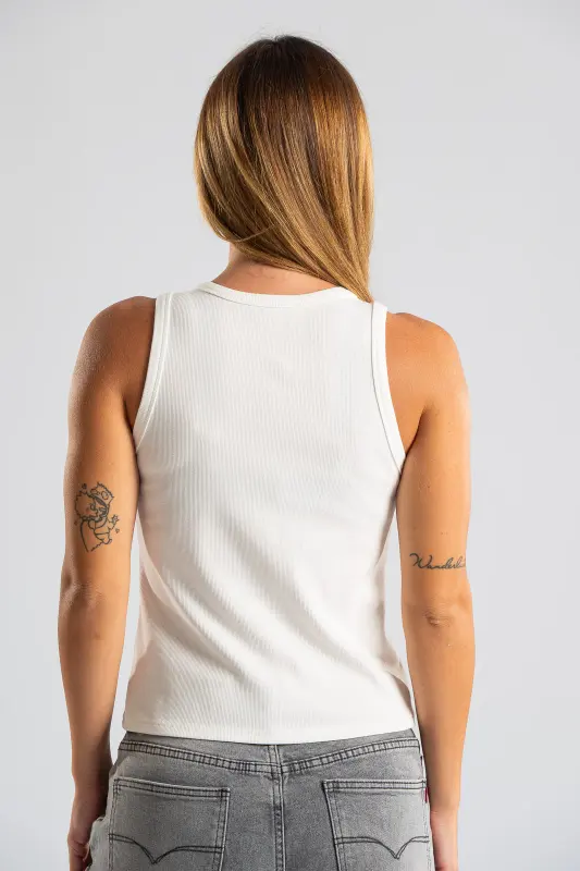 Blouse Sleeveless Rib Solid Color
