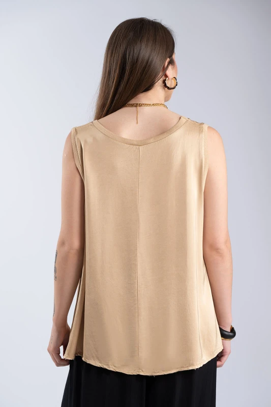 Blouse Sleeveless Round-Neck 