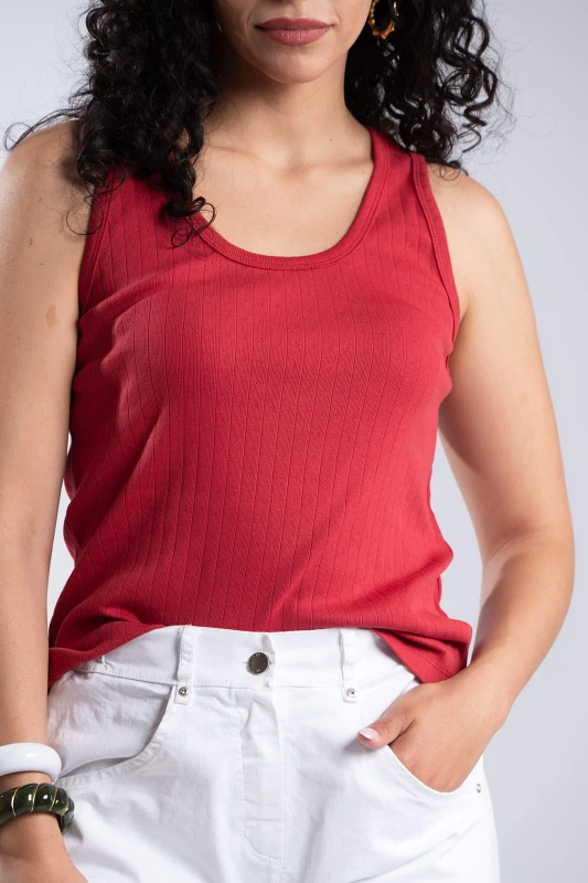 Sleeveless Cotton Mesh Top 