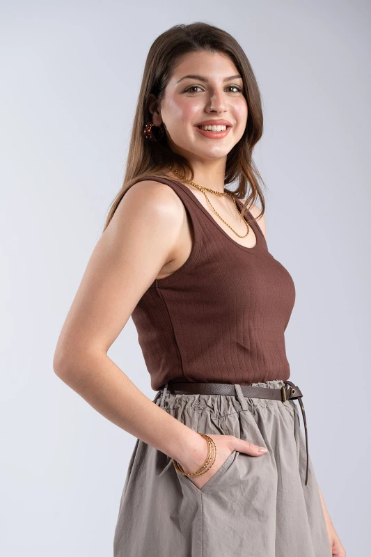 Sleeveless Cotton Mesh Top 