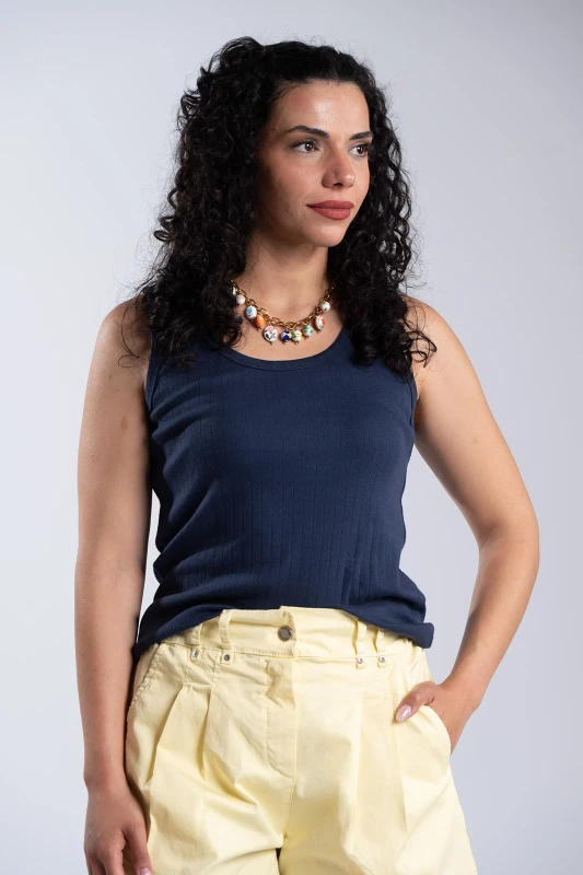 Sleeveless Cotton Mesh Top 