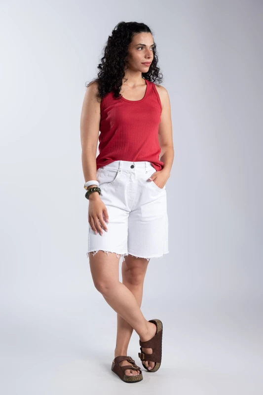 Sleeveless Cotton Mesh Top 