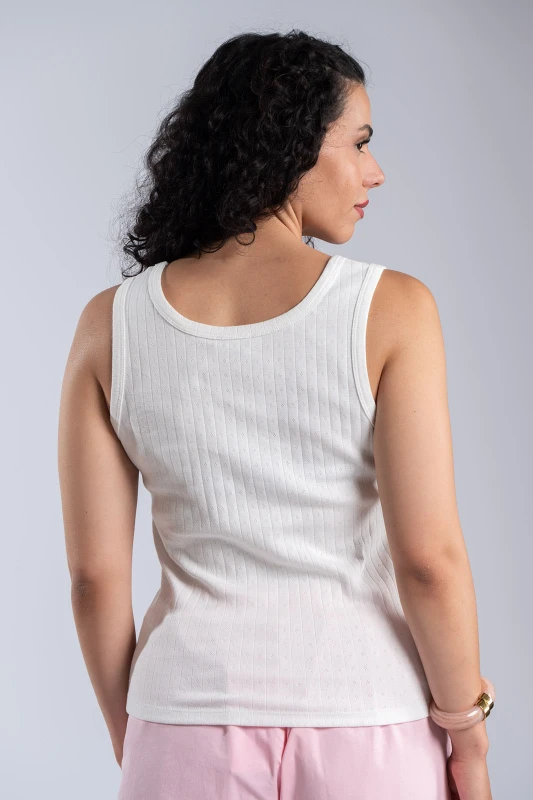 Sleeveless Cotton Mesh Top 