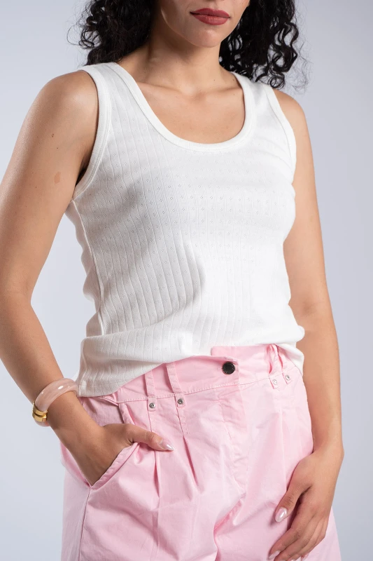 Sleeveless Cotton Mesh Top 