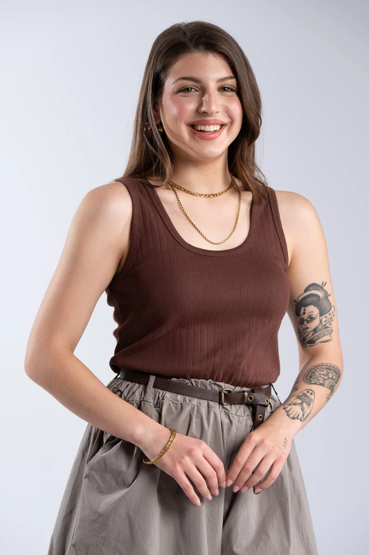 Sleeveless Cotton Mesh Top 