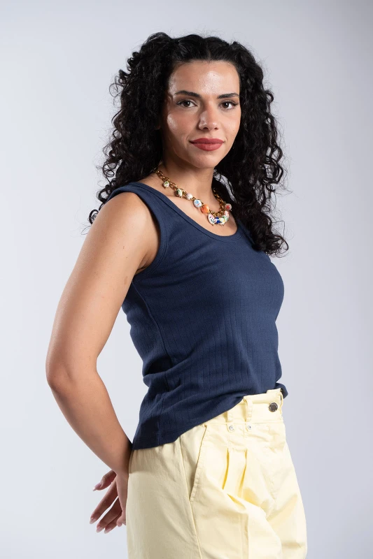 Sleeveless Cotton Mesh Top 
