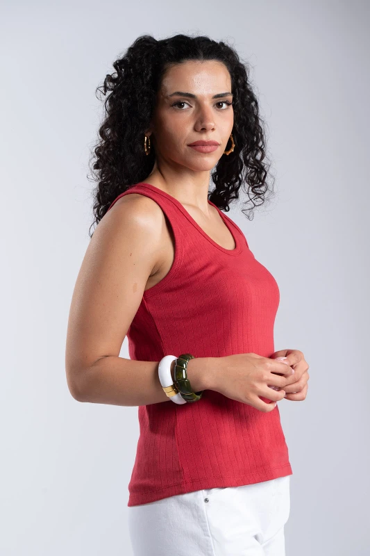 Sleeveless Cotton Mesh Top 