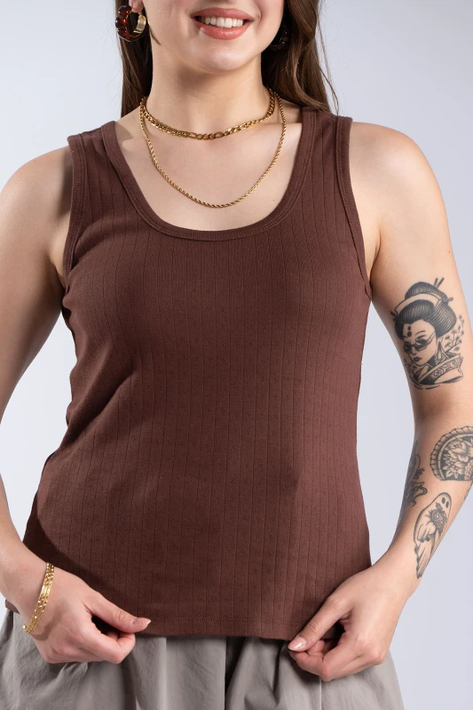 Sleeveless Cotton Mesh Top 