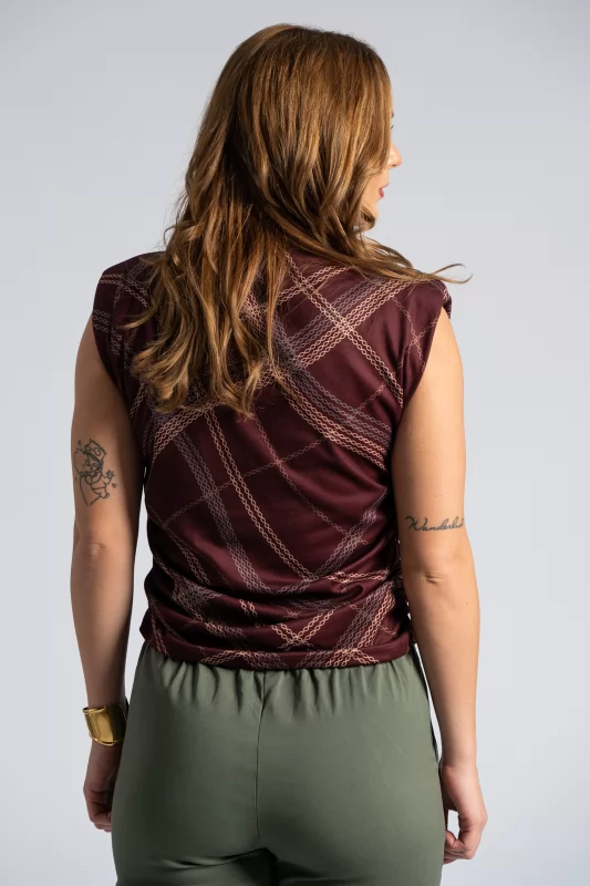 Sleeveless Blouse Pads Chains
