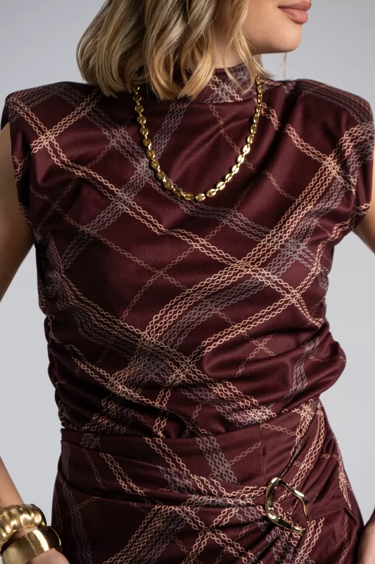 Sleeveless Blouse Pads Chains