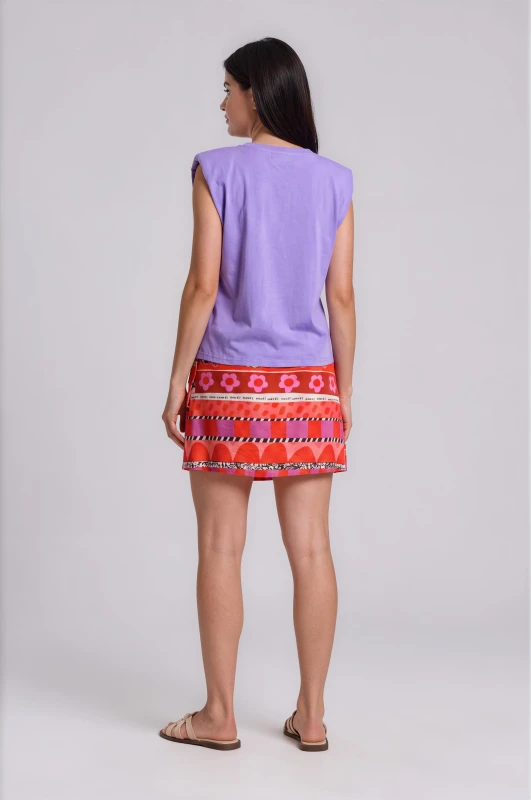 Blouse Sleeveless Shoulder-pads Beads 