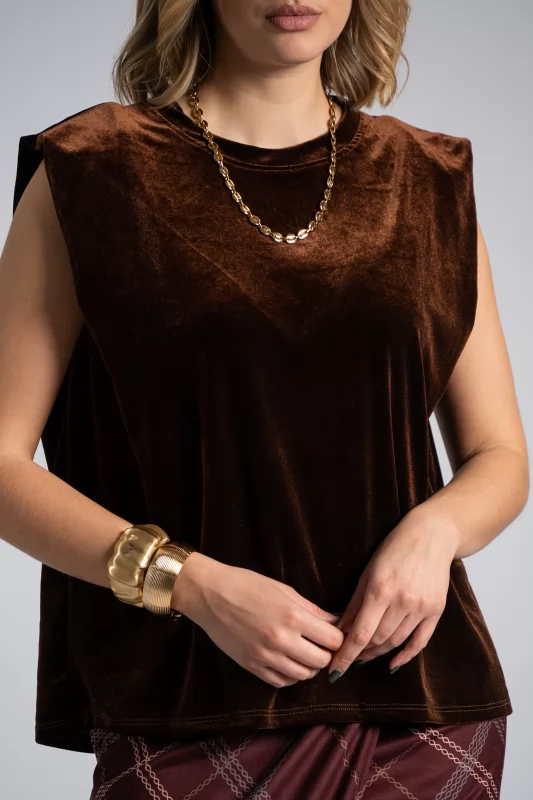 Sleeveless Velvet Blouse
