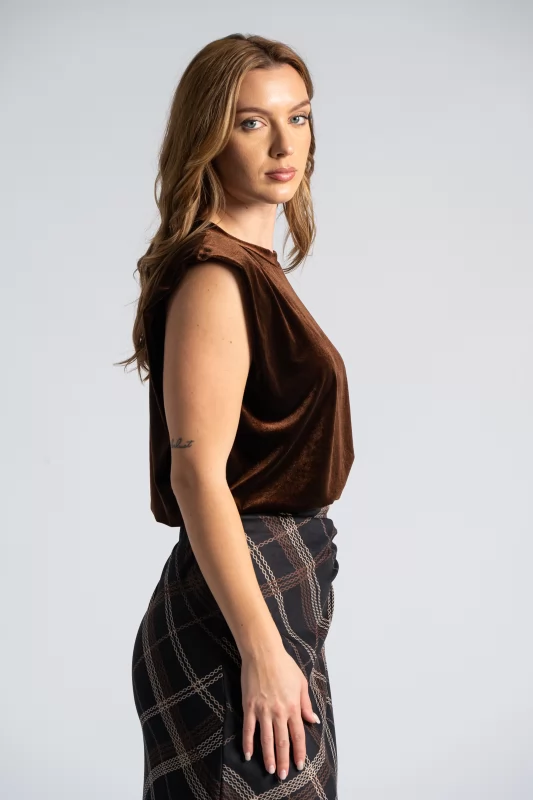 Sleeveless Velvet Blouse