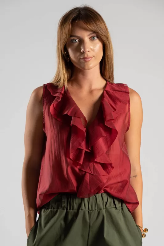 Blouse Sleeveless Volant