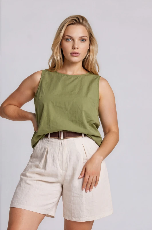 Blouse Sleeveless Ruffles Open Back