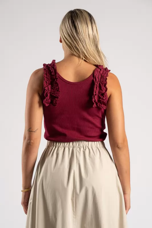 Blouse Sleeveless Volant Rib