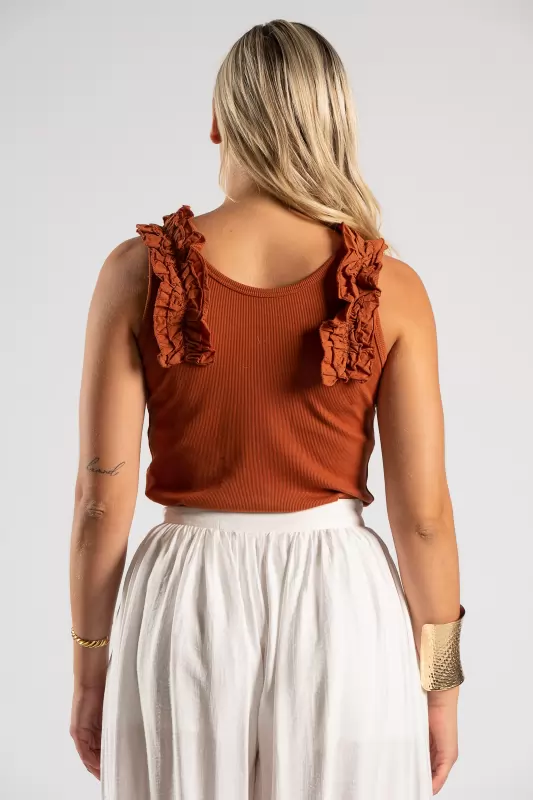 Blouse Sleeveless Volant Rib