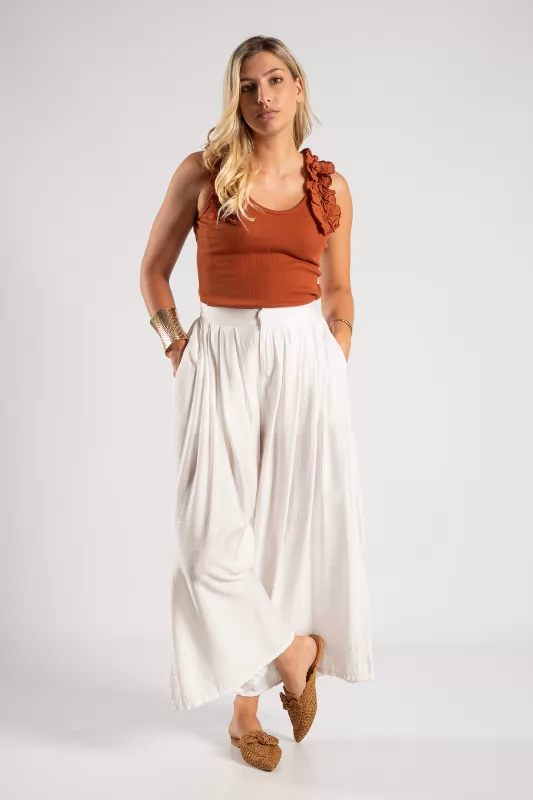 Blouse Sleeveless Volant Rib
