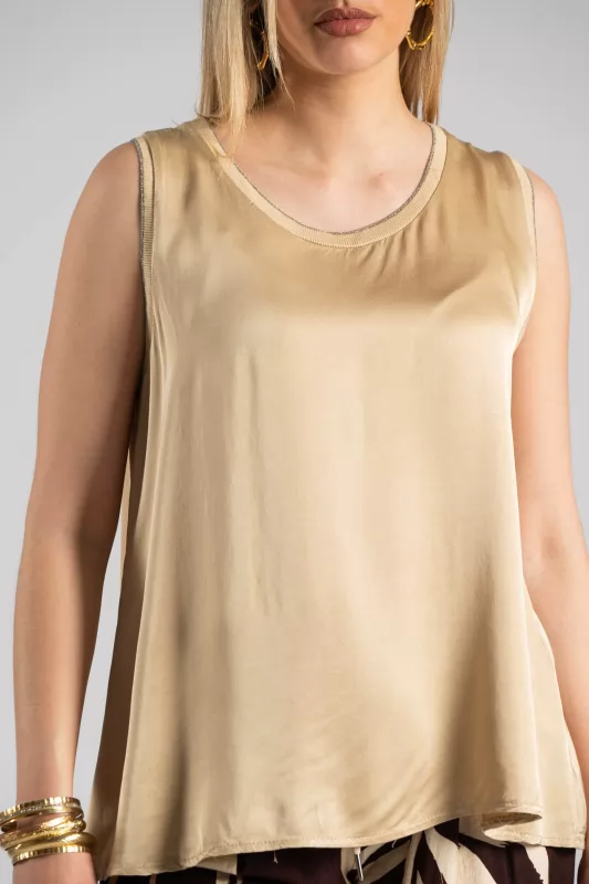 Blouse Sleeveless Gold Thread