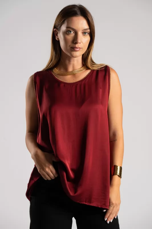 Blouse Sleeveless Gold Thread
