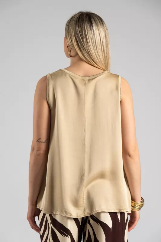 Blouse Sleeveless Gold Thread