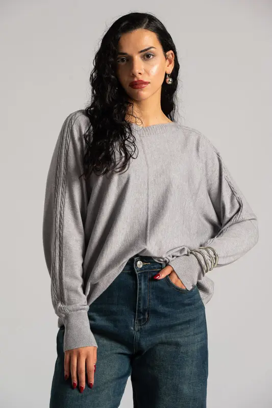 Μπλούζα Ανάγλυφη Πλέξη Μανίκια