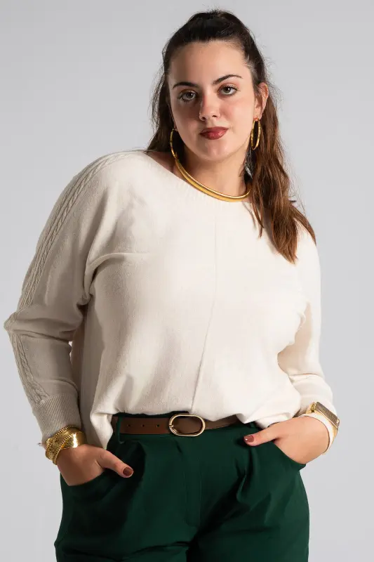 Μπλούζα Ανάγλυφη Πλέξη Μανίκια