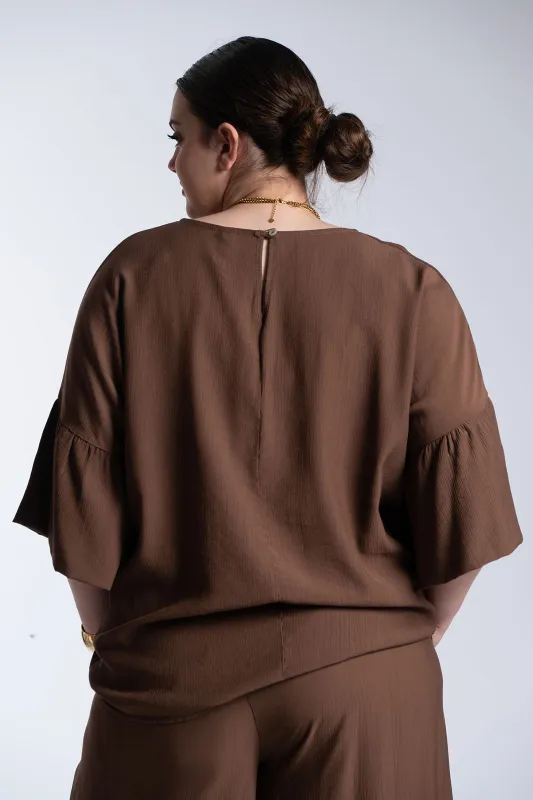 Μπλούζα Ανάγλυφη Υφή Καμπάνα Μανίκια