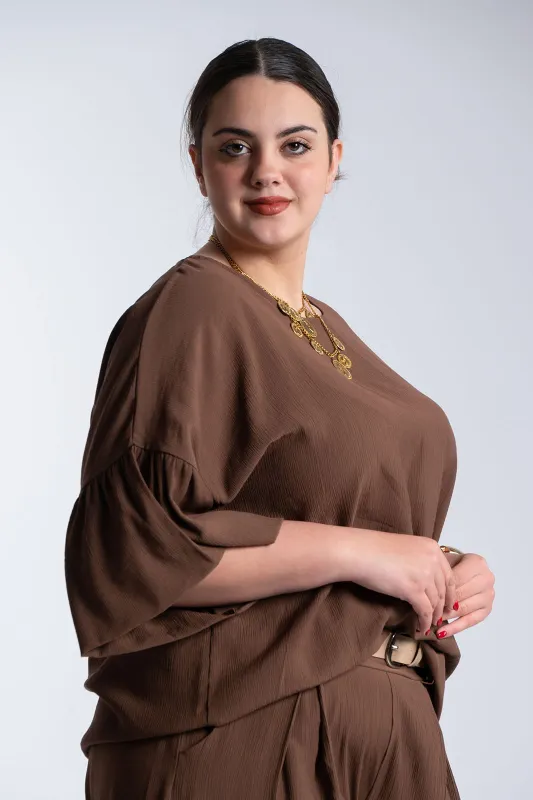 Μπλούζα Ανάγλυφη Υφή Καμπάνα Μανίκια