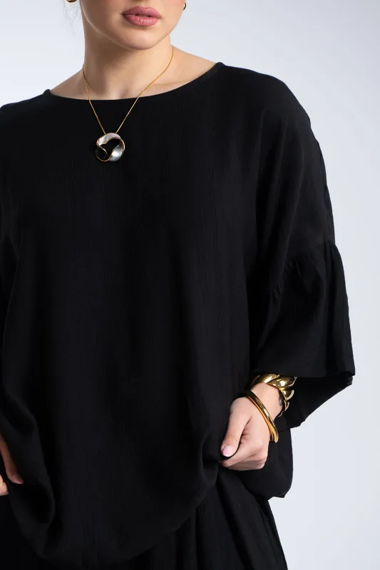 Μπλούζα Ανάγλυφη Υφή Καμπάνα Μανίκια