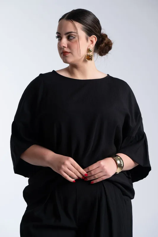 Μπλούζα Ανάγλυφη Υφή Καμπάνα Μανίκια