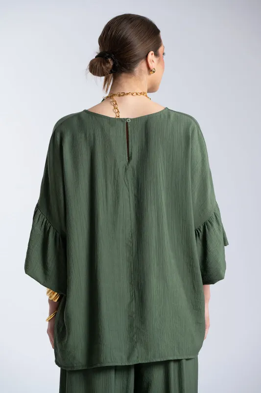 Μπλούζα Ανάγλυφη Υφή Καμπάνα Μανίκια