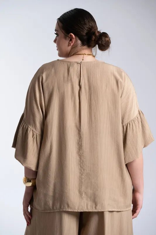 Μπλούζα Ανάγλυφη Υφή Καμπάνα Μανίκια