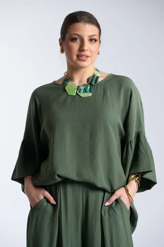 Μπλούζα Ανάγλυφη Υφή Καμπάνα Μανίκια