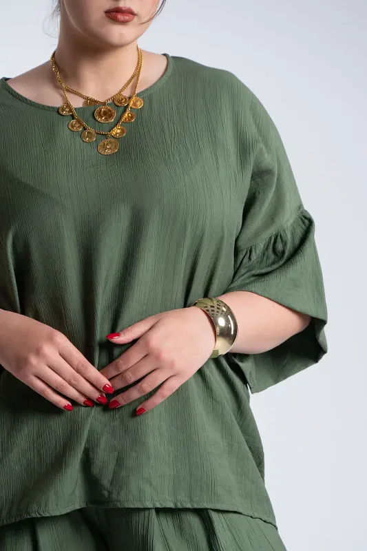 Μπλούζα Ανάγλυφη Υφή Καμπάνα Μανίκια