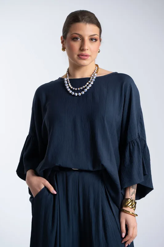 Μπλούζα Ανάγλυφη Υφή Καμπάνα Μανίκια