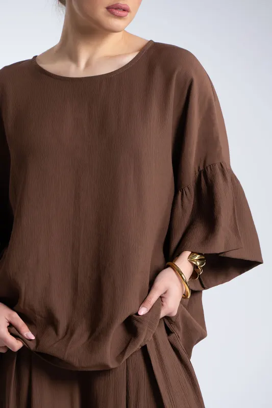 Μπλούζα Ανάγλυφη Υφή Καμπάνα Μανίκια