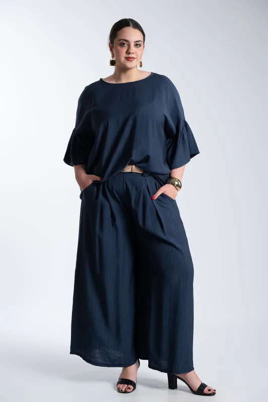 Μπλούζα Ανάγλυφη Υφή Καμπάνα Μανίκια