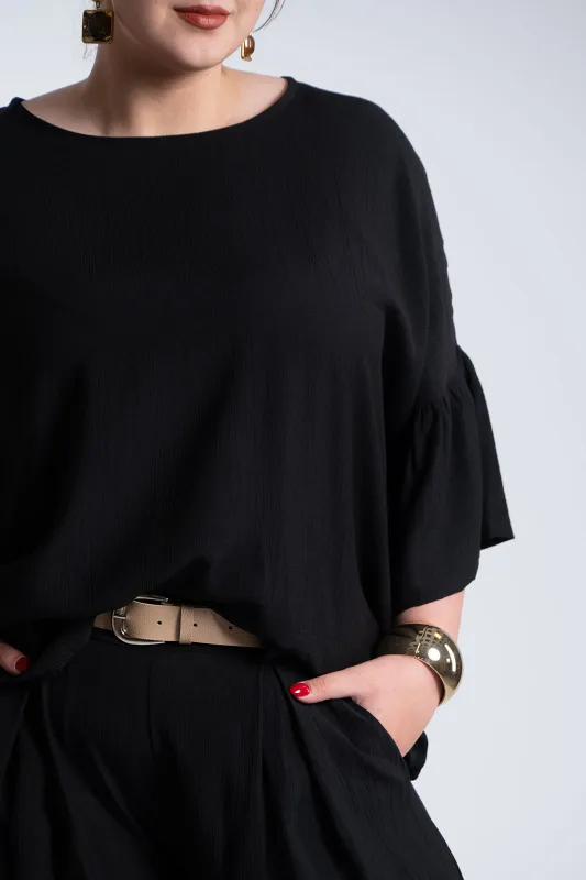 Μπλούζα Ανάγλυφη Υφή Καμπάνα Μανίκια