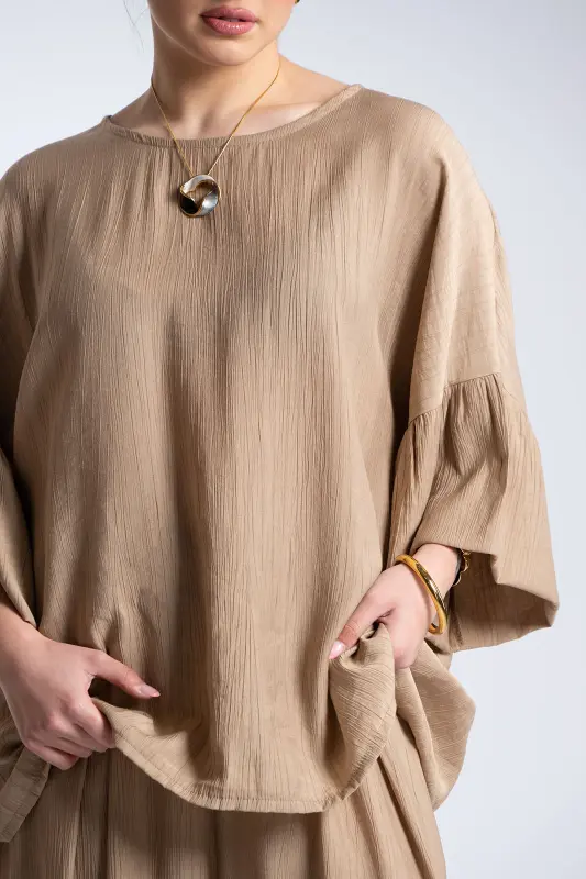 Μπλούζα Ανάγλυφη Υφή Καμπάνα Μανίκια