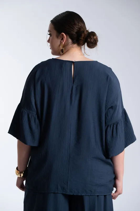 Μπλούζα Ανάγλυφη Υφή Καμπάνα Μανίκια